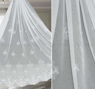 Имитация льна с вышивкой Тициния