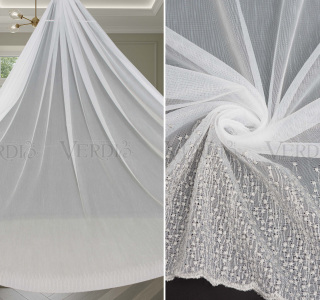 Тюль вышивка на бамбуке 1182 (по низу)