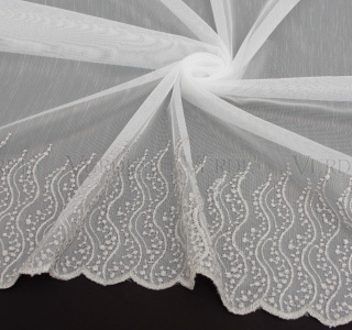 Тюль вышивка на бамбуке 1488 (по низу 15см)