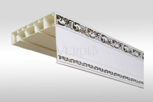 Потолочный карниз Афина прямой с пластиковой декоративной планкой 3х рядный  3,50м