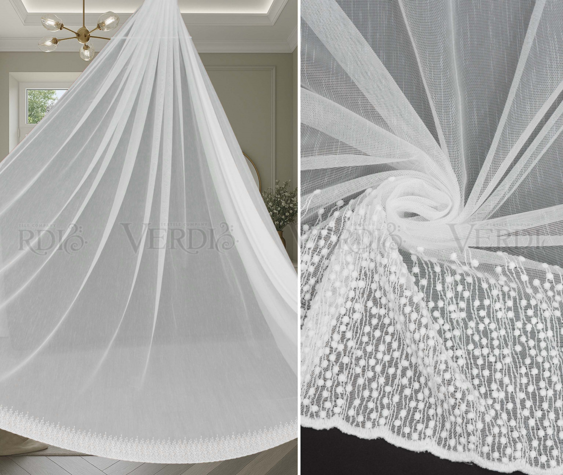 Тюль вышивка на бамбуке 1182 (по низу)