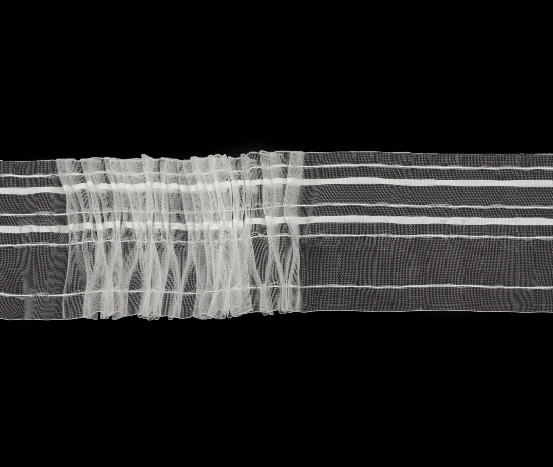 Тесьма С 878 органзовая, ширина рулона 10 см, 4 нити, в бобине 50м