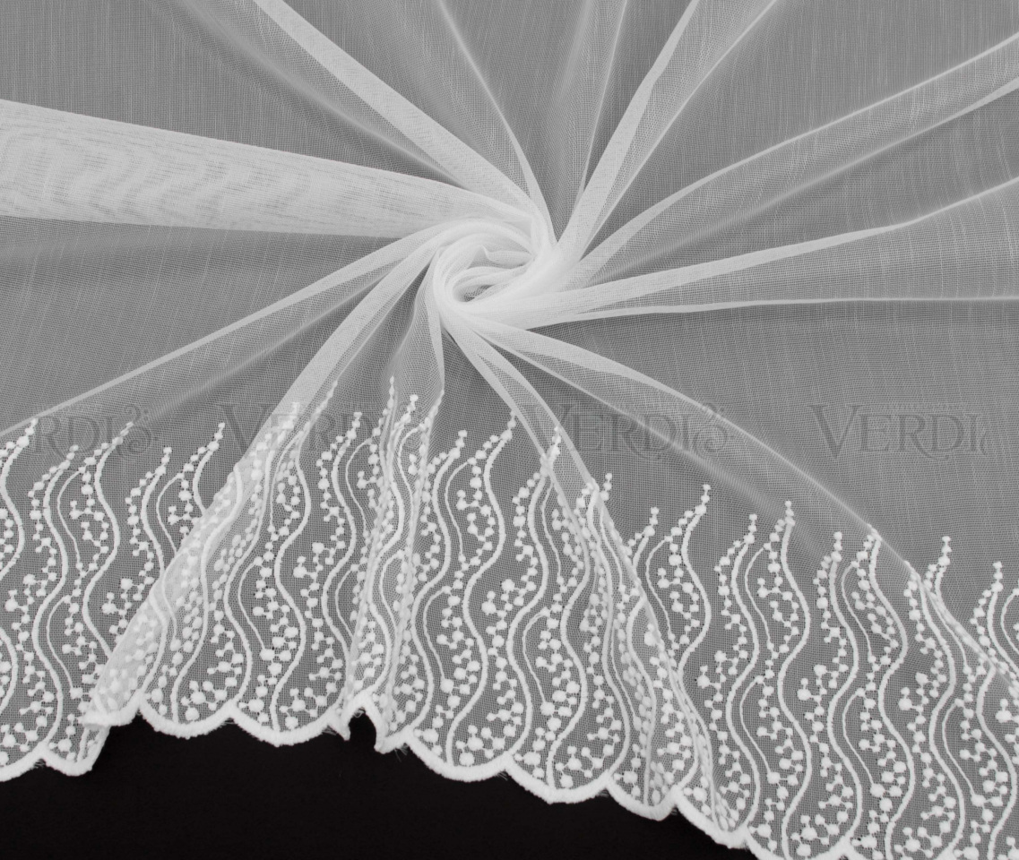 Тюль вышивка на бамбуке 1488 (по низу 15см)