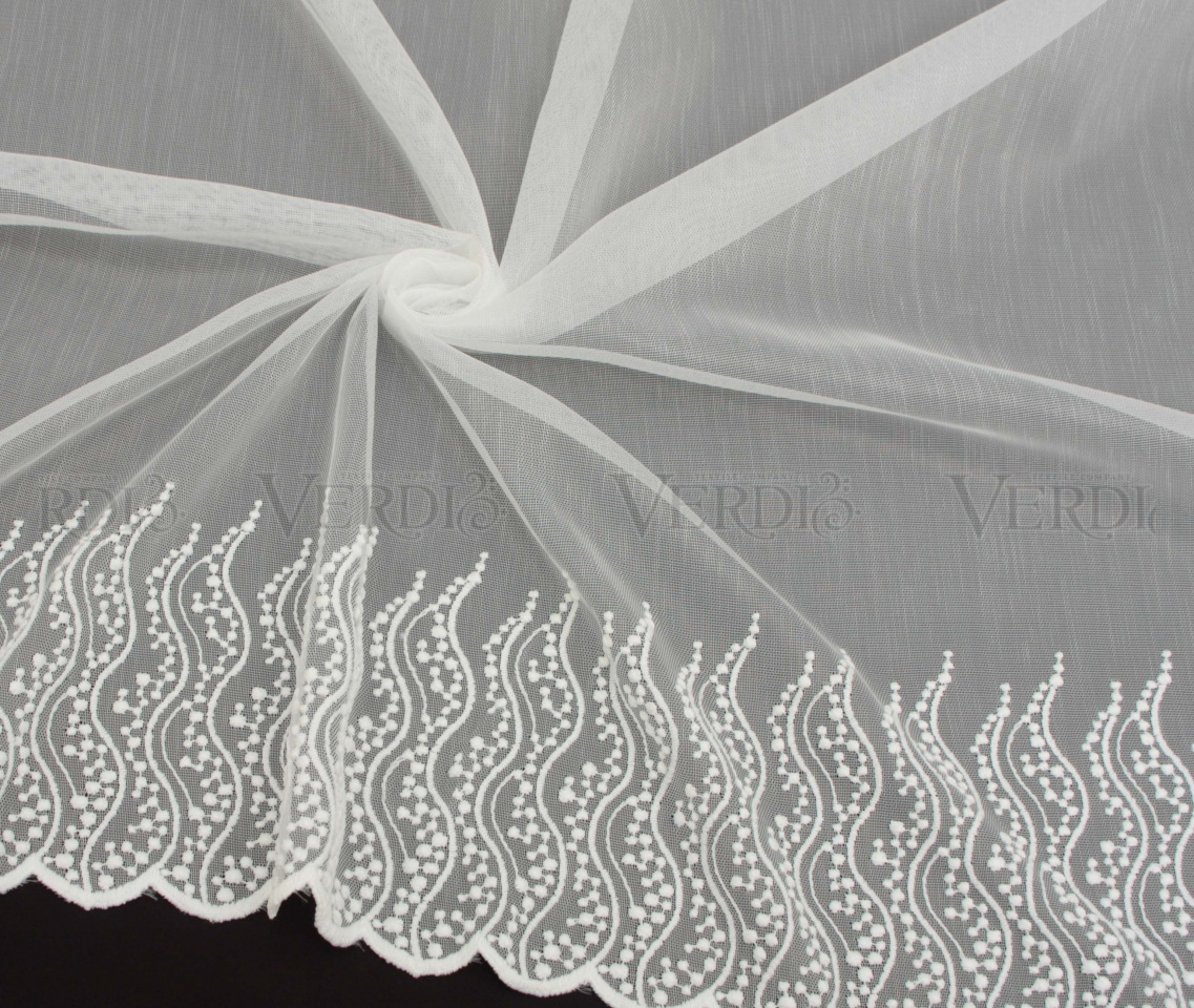 Тюль вышивка на бамбуке 1488 (по низу 15см)